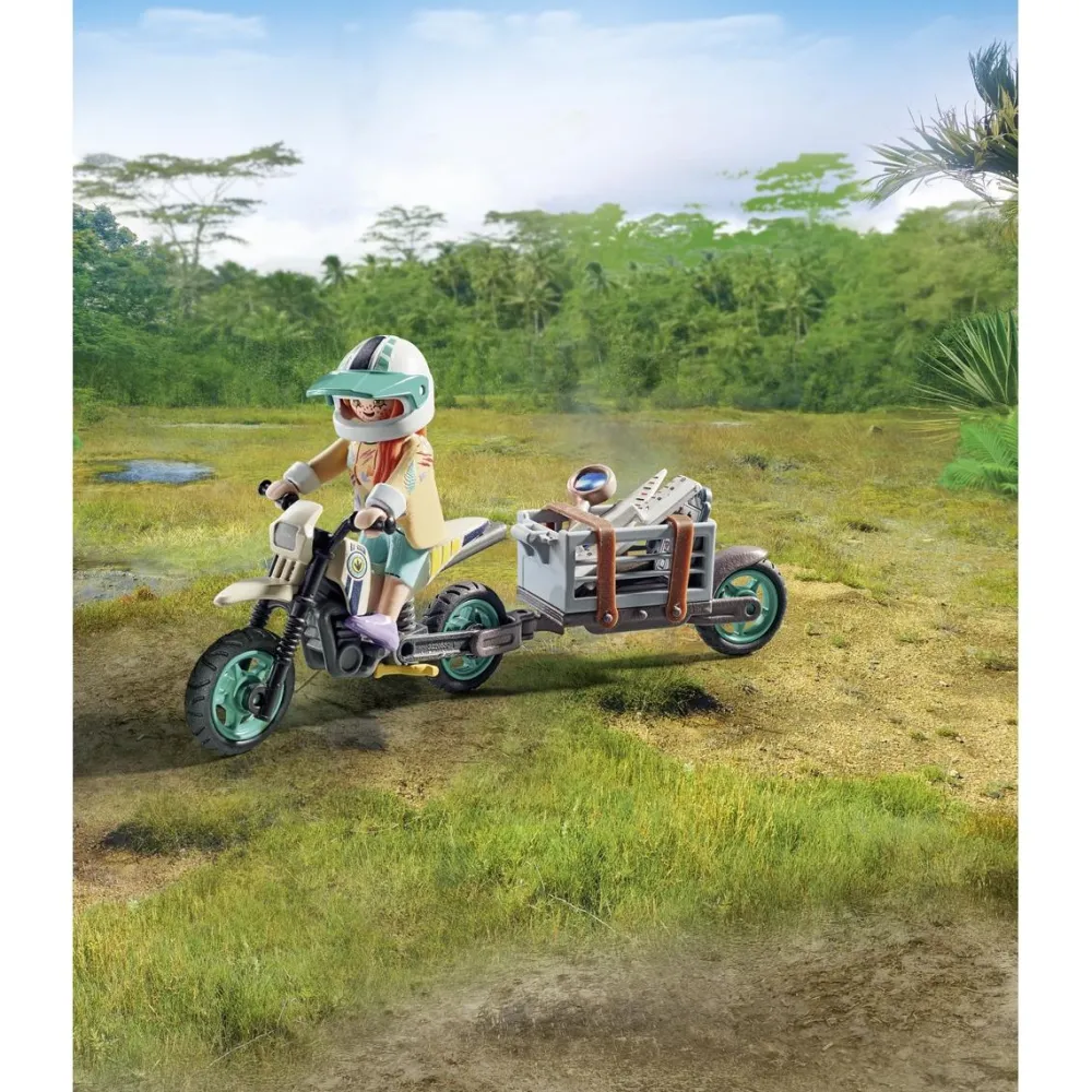 Playmobil Explorateur avec moto et tyrannosaure - Dinos 71524^ Les Dinosaures Et La Préhistoire