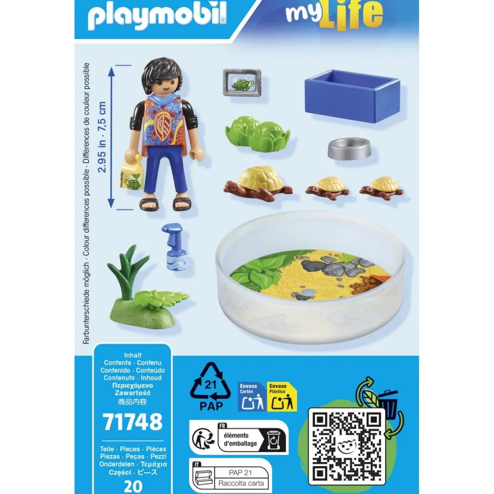 Playmobil Famille de tortues dans un terrarium My Life 71748^ Les Animaux
