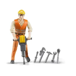 Bruder Figurine ouvrier de chantier avec accessoires^ La Ville, La Police Et Les Secours