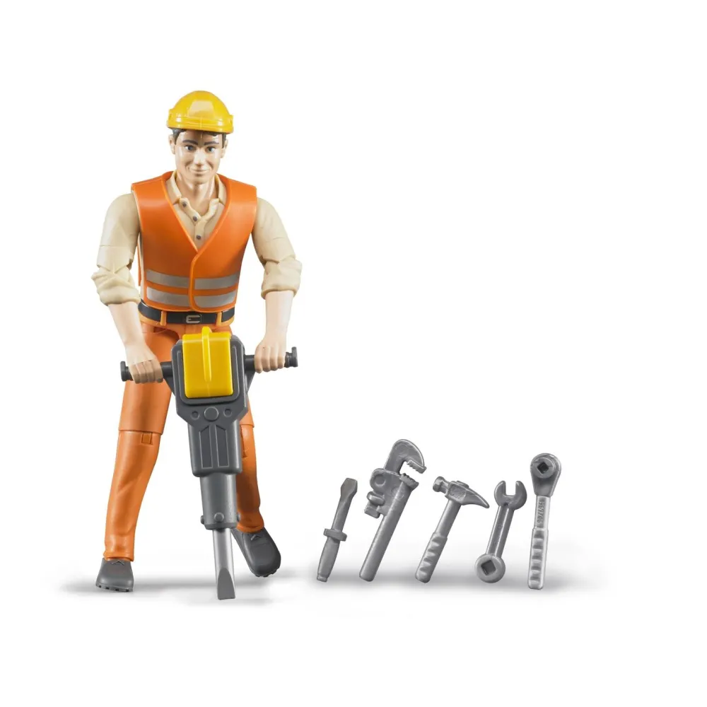 Bruder Figurine ouvrier de chantier avec accessoires^ La Ville, La Police Et Les Secours