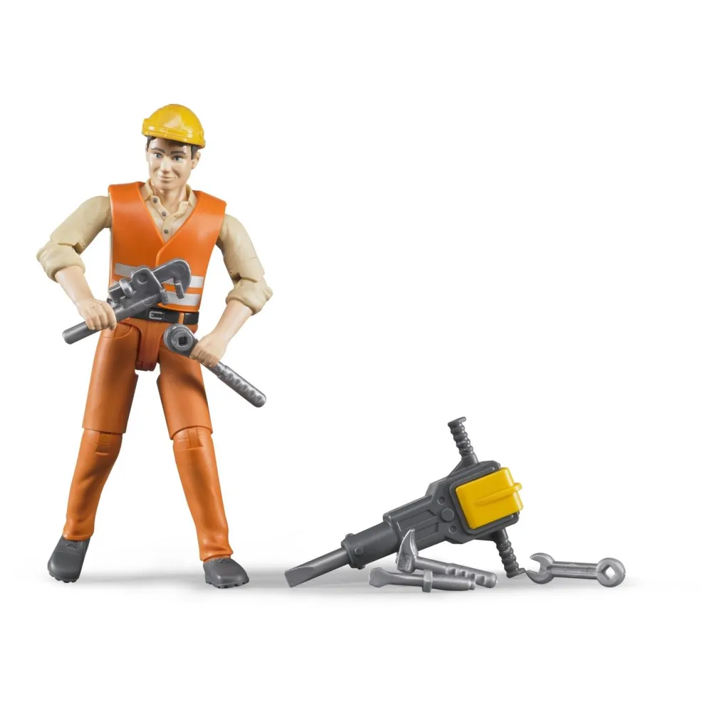 Bruder Figurine ouvrier de chantier avec accessoires^ La Ville, La Police Et Les Secours