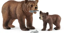 Schleich Figurines Maman Grizzly Avec Ourson - Détails^ Les Animaux