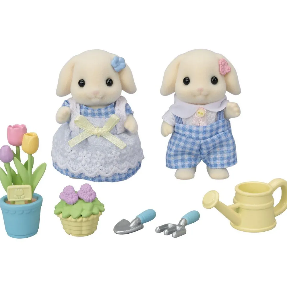 Sylvanian Families Frère Et Sœur Lapin Bélier - 5736 - Ensemble De Jardin^ Mini-Univers