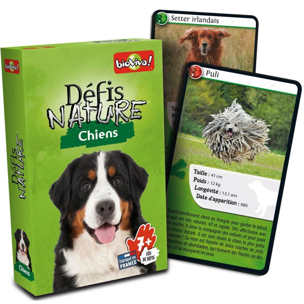 Bioviva Jeu de cartes Défis Nature - Chiens^ Jeux De Voyage|Quiz Et Devinettes