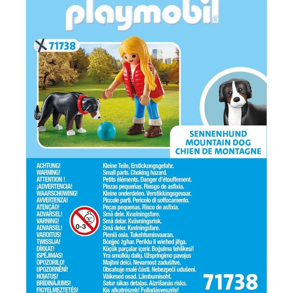 Playmobil Jeune fille avec chien de montagne MY LIFE 71738^ Le Sport, Les Loisirs Et Les Vacances