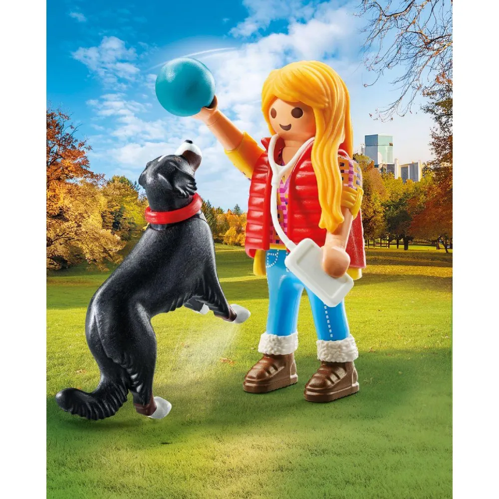 Playmobil Jeune fille avec chien de montagne MY LIFE 71738^ Le Sport, Les Loisirs Et Les Vacances