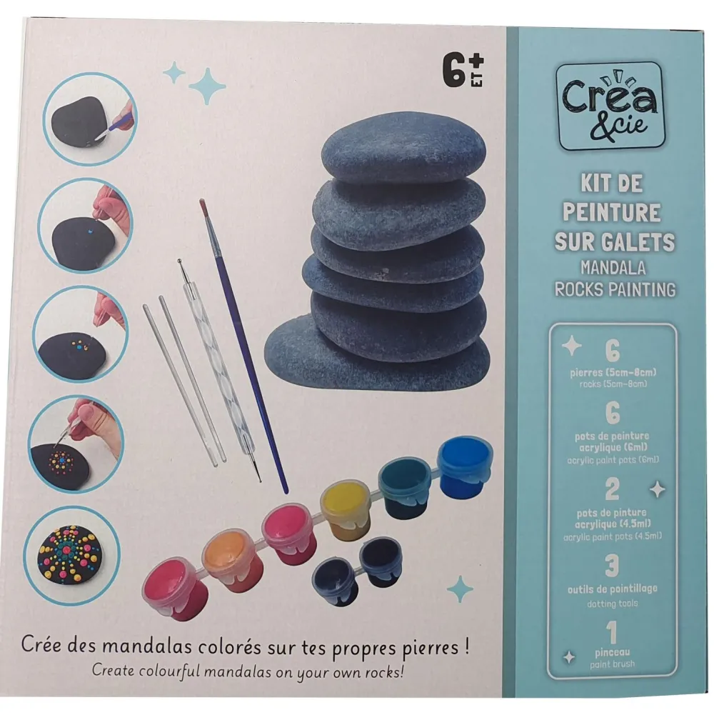 CREA & CIE Kit de peinture mandala sur galets^ Peinture