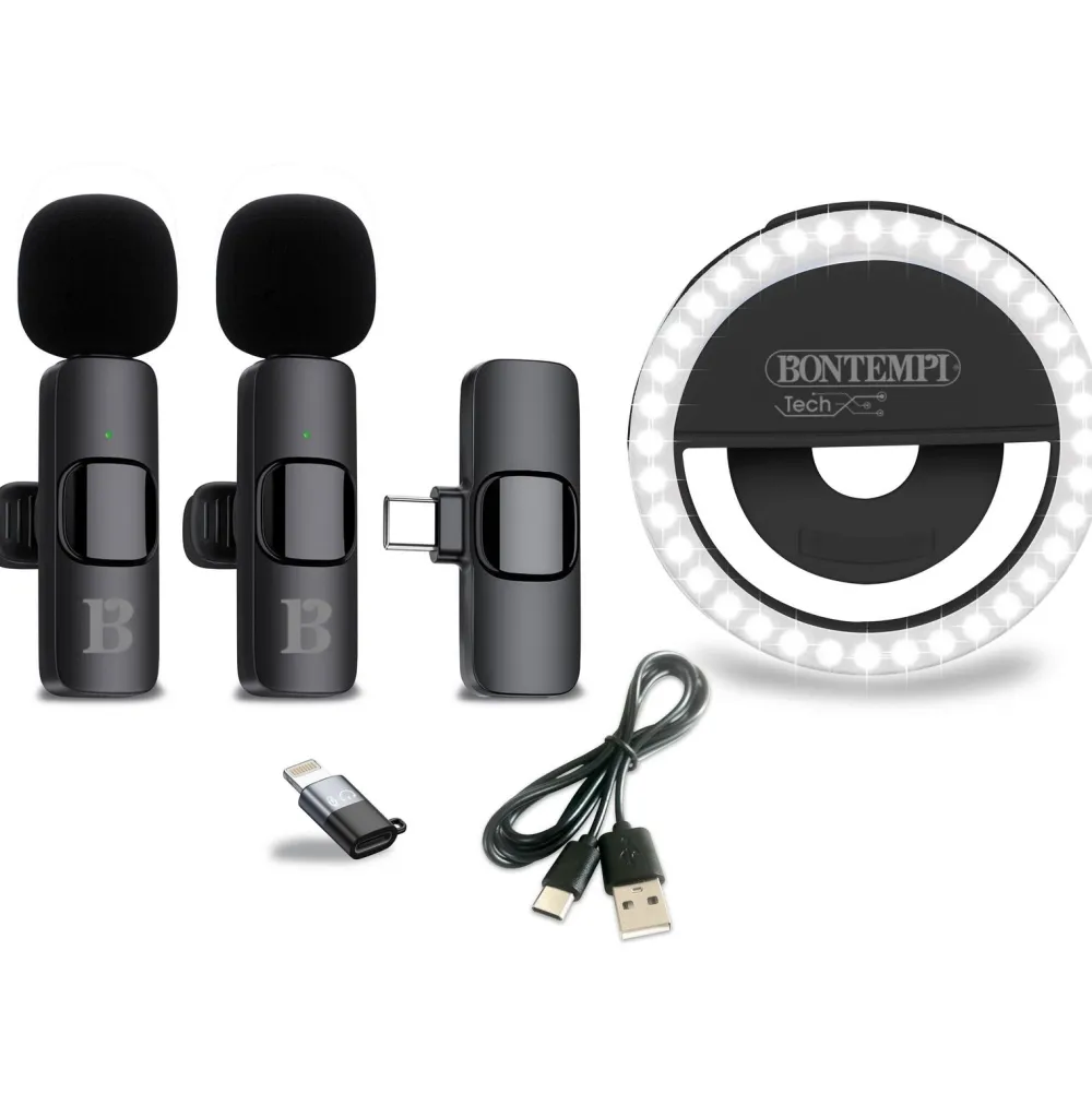 Bontempi Kit réseau sociaux avec microphone cravate et anneau lumineux^ High Tech Et Multimédia