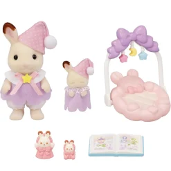 Sylvanian Families Le coucher des sœurs lapin chocolat 5806^ Mini-Univers