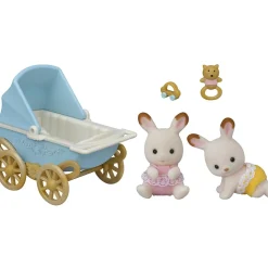 Sylvanian Families Les Jumeaux lapin chocolat et poussette double - 5432^ Mini-Univers|Les Héros Et Personnages