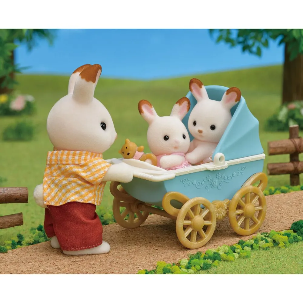 Sylvanian Families Les Jumeaux lapin chocolat et poussette double - 5432^ Mini-Univers|Les Héros Et Personnages