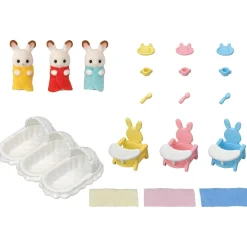 Sylvanian Families Les triplés lapin chocolat et accessoires puériculture - 5532^ Mini-Univers|Les Héros Et Personnages