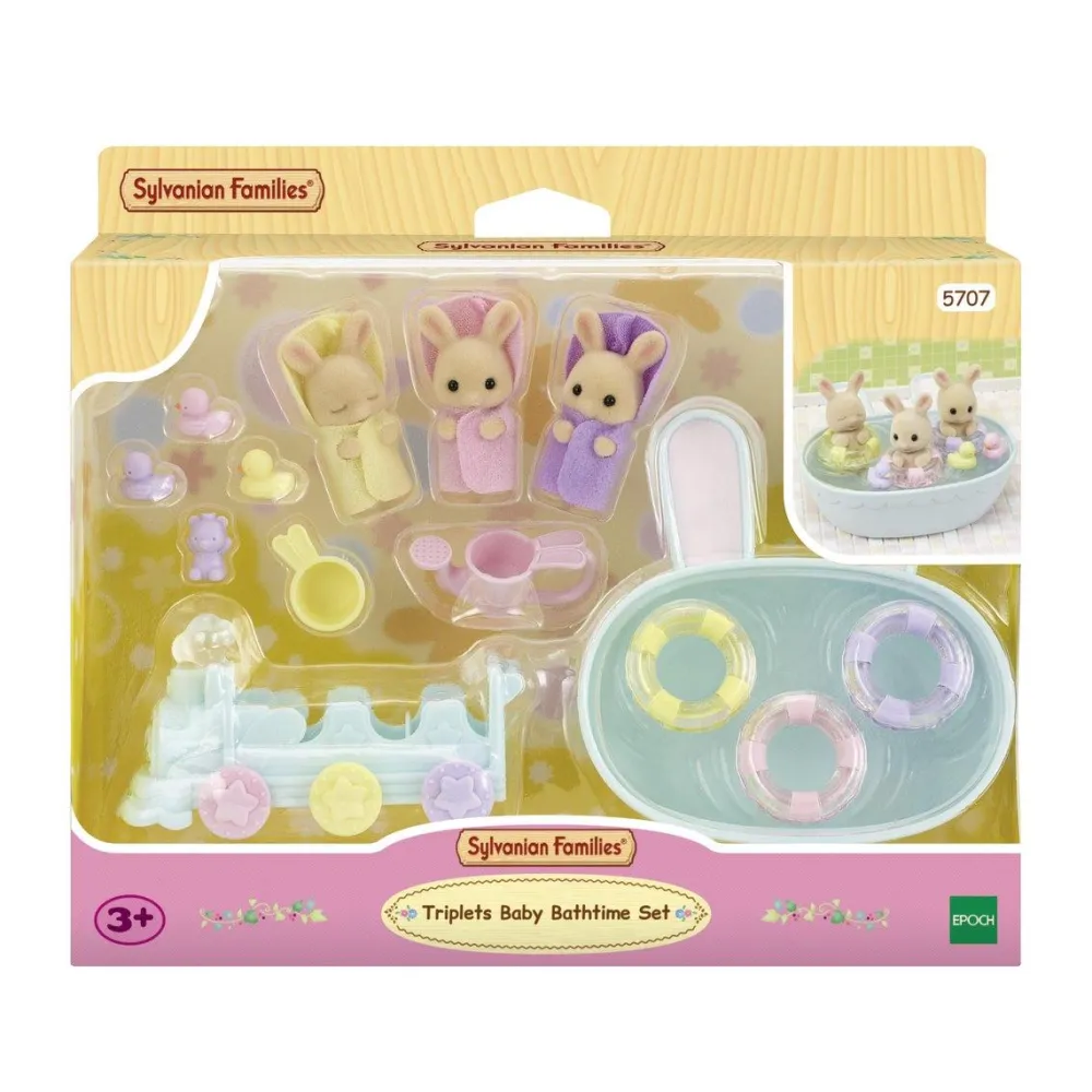 Sylvanian Families Les triplés lapin crème et accessoires - 5707^ Mini-Univers