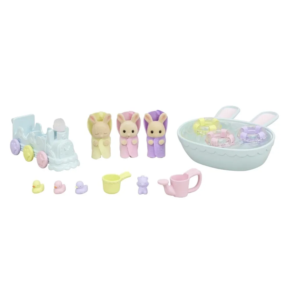 Sylvanian Families Les triplés lapin crème et accessoires - 5707^ Mini-Univers