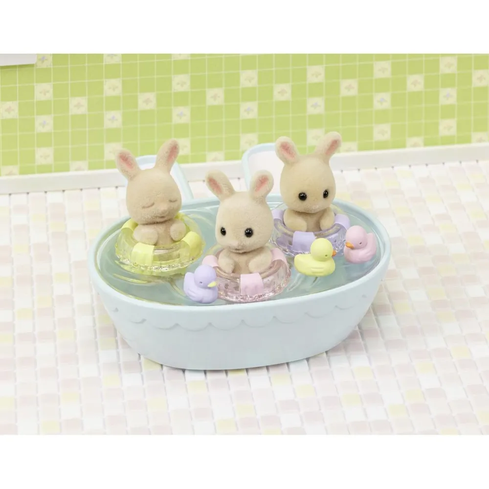 Sylvanian Families Les triplés lapin crème et accessoires - 5707^ Mini-Univers