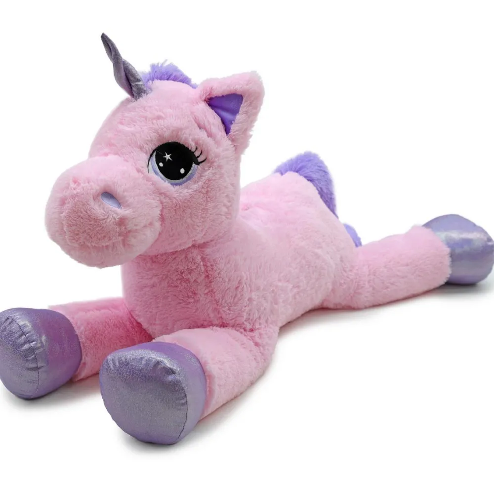 Licorne allongée rose 100 cm^ Peluches Animaux
