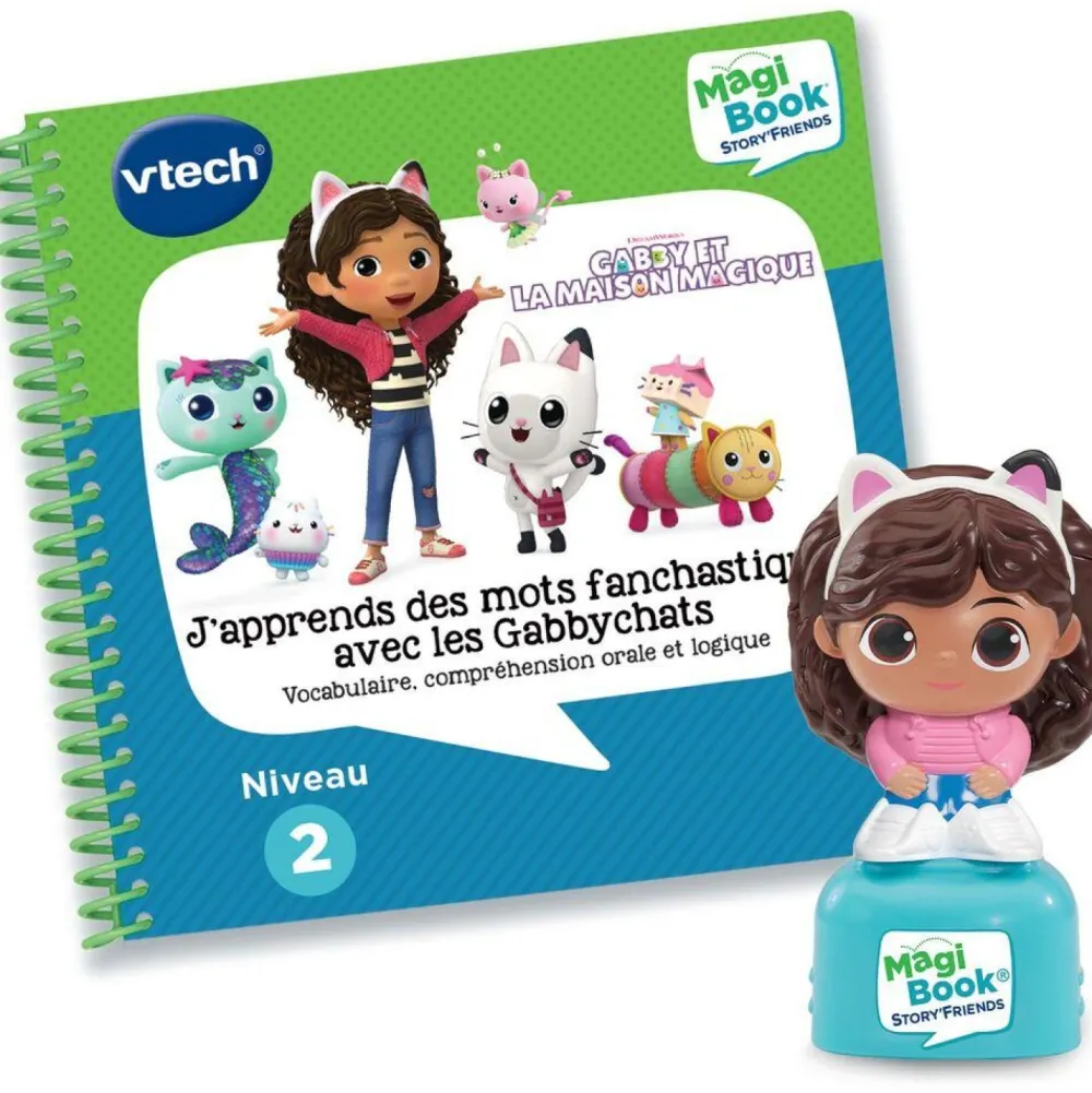 VTech Livre éducatif Magibook J'apprends des mots fantastiques avec les Gabbychats - Gabby et la maison magique^ Stylos Interactifs