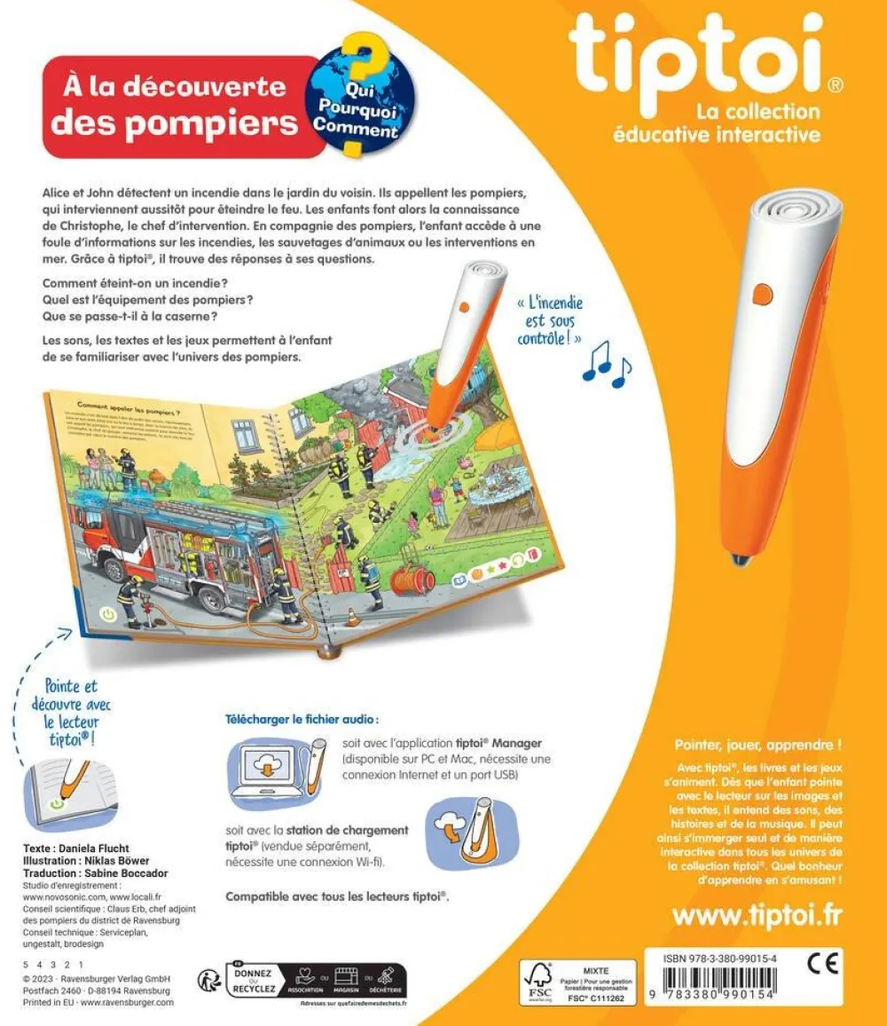Ravensburger Livre Tip Toi - A la découverte des pompiers^ Stylos Interactifs