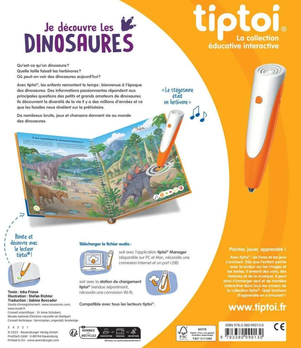 Ravensburger Livre Tip Toi Je découvre les dinosaures^ Stylos Interactifs