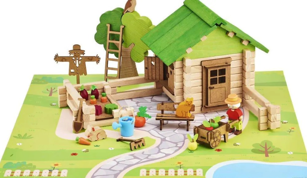 Jeujura Maison Et Jardin, Ensemble De 135 Pièces^ Jeux De Construction En Bois