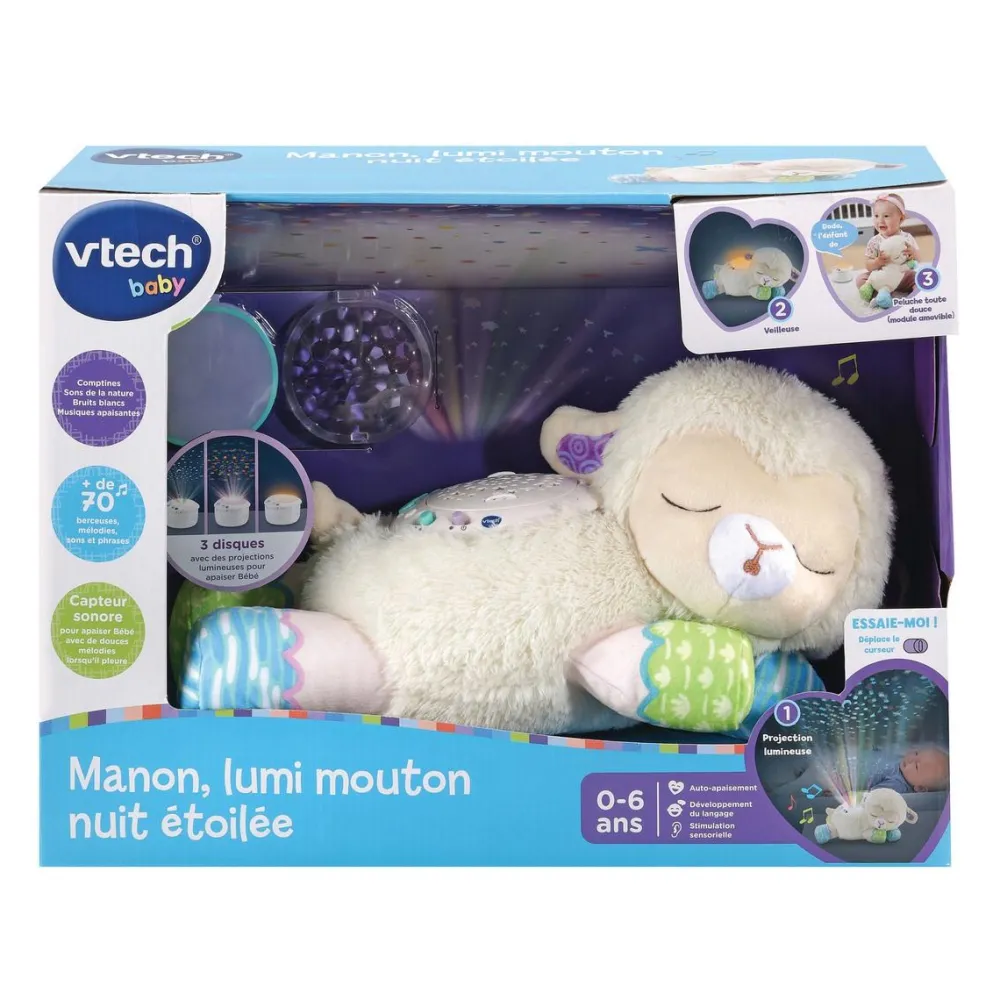 Varta Manon, Lumi mouton nuit étoilée 3 en 1^ Mobiles Et Veilleuses|Peluches Musicales Et Lumineuses