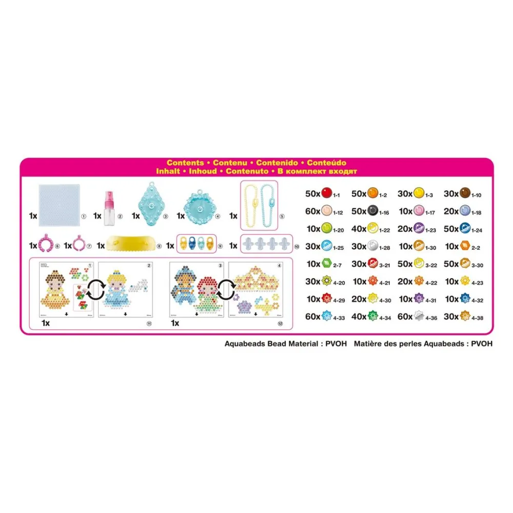 Aquabeads Mes accessoires de Princesses Disney -^ Perles, Bijoux Et Perles À Repasser