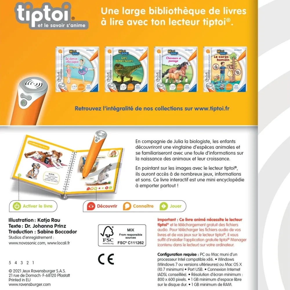 Ravensburger Mini doc Tiptoi les bébés animaux^ Stylos Interactifs