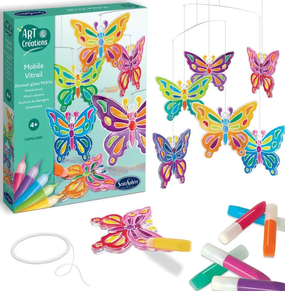 Sentosphu00e8re Mobile Vitrail Papillons - Création D'art^ Autres Activités Créatives