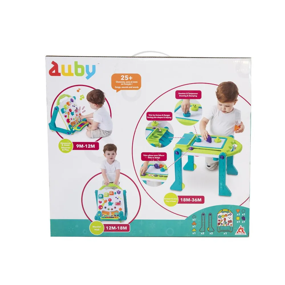 Auby Mon tableau trotteur 3 en 1^ Tapis, Portiques Et Tables D'Activités|Trotteurs, Pousseurs, Porteurs Et Bascules