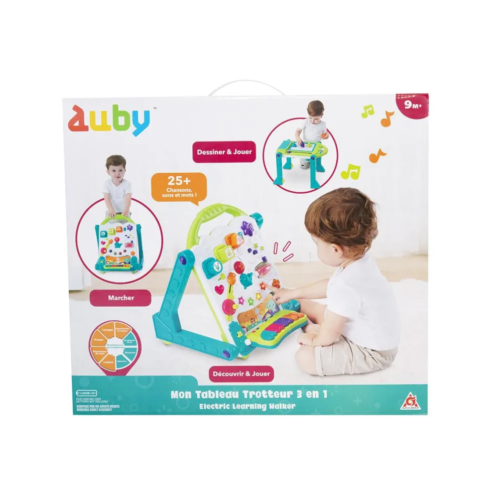 Auby Mon tableau trotteur 3 en 1^ Tapis, Portiques Et Tables D'Activités|Trotteurs, Pousseurs, Porteurs Et Bascules