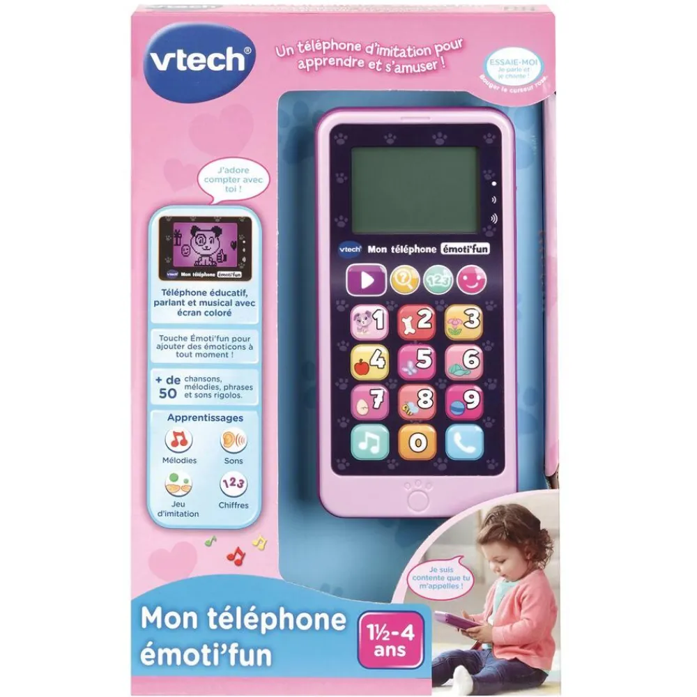 VTech Mon Téléphone Emoti'fun Rose^ Jouets D'Éveil Électroniques
