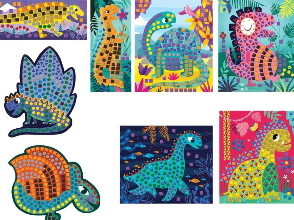 Janod Mosaïques Les ateliers du calme Dinosaures^ Sables, Paillettes Et Mosaïques