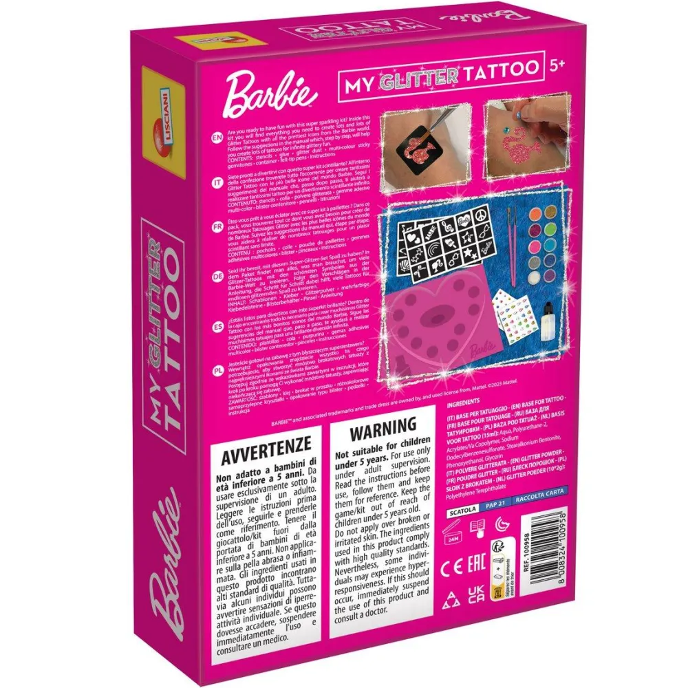 Lisciani Giochi My glitter tattoo Barbie^ Cosmétiques