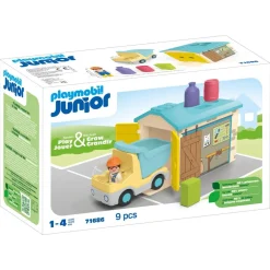 Playmobil Ouvrier avec camion et garage Junior 71686^ La Ville, La Police Et Les Secours