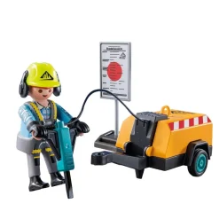 Playmobil Ouvrier avec marteau-piqueur et signalisation Action Heroes 71752^ La Ville, La Police Et Les Secours
