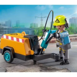 Playmobil Ouvrier avec marteau-piqueur et signalisation Action Heroes 71752^ La Ville, La Police Et Les Secours