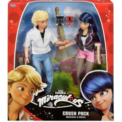 Bandai Pack 2 poupées Miraculous - Crush Pack Marinette et Adrien 26 cm^ Les Héros Et Personnages