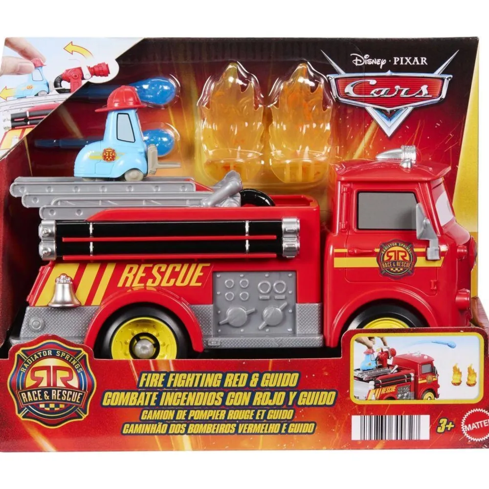 Mattel Pack Camion de pompier rouge et Guido - Cars^ Camions Et Bus