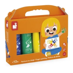 Janod Peinture au doigt - Set de 5 tubes^ Peinture