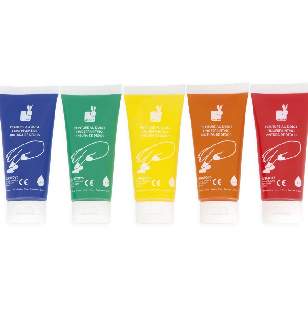 Janod Peinture au doigt - Set de 5 tubes^ Peinture