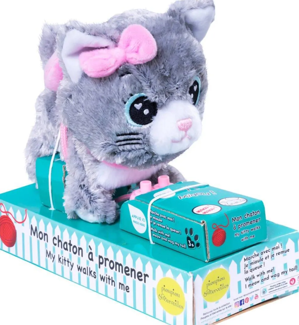 Pioupiou et Merveilles Peluche Chat Moustache Filoguide De Pioupiou^ Peluches Électroniques Interactives