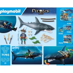 Playmobil Pirate et requin avec mâchoire articulée Pirates 71793^ Les Pirates, Chevaliers, Cowboys Et Indiens