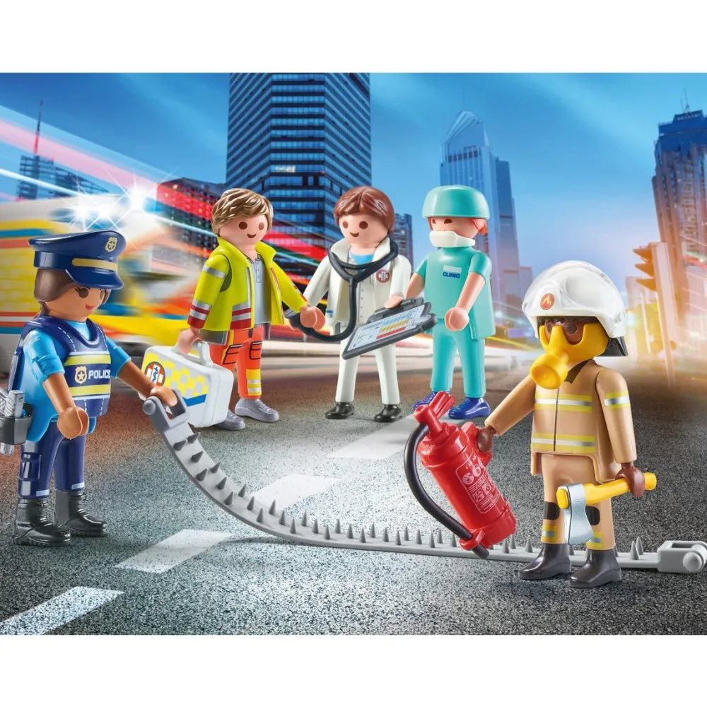 Playmobil My figures : Héros du quotidien 71400^ La Ville, La Police Et Les Secours