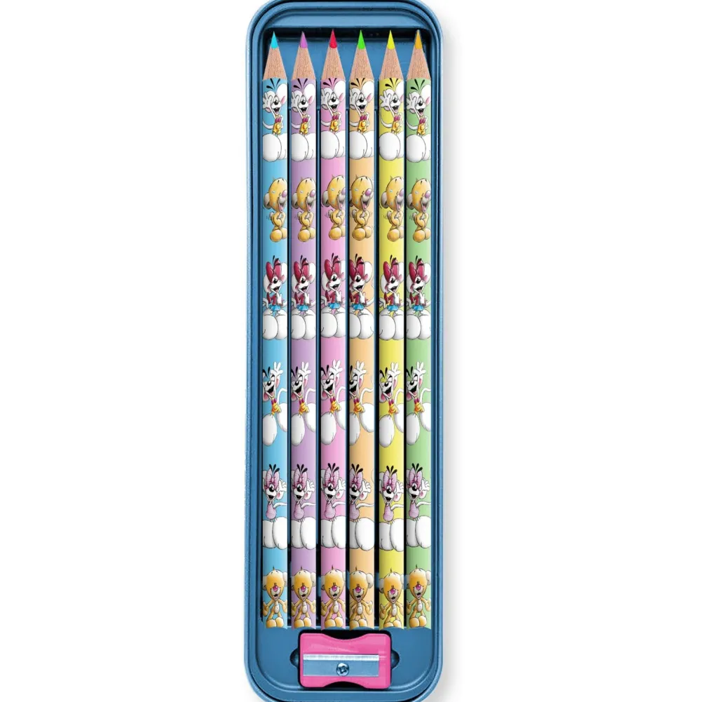 Kontiki Plumier métal 6 crayons de couleurs Diddl^ Papeterie