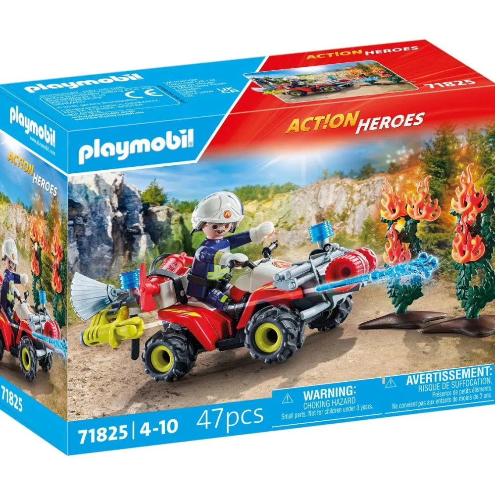 Playmobil Pompier avec quad et arbustes enflammés ACTION HEROES 71825^ La Ville, La Police Et Les Secours