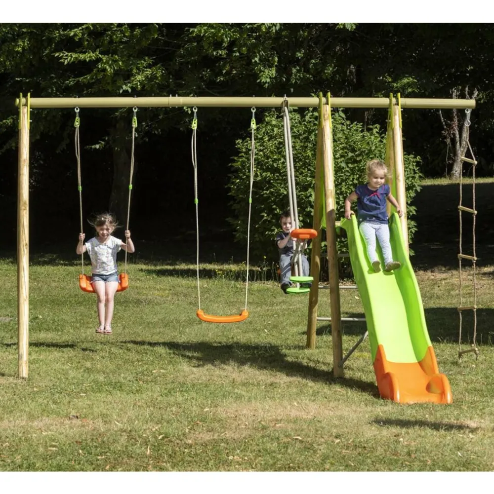 CAP Portique bois métal 2,30 mètres avec toboggan^ Maisons, Toboggans Et Jeux D'Extérieur