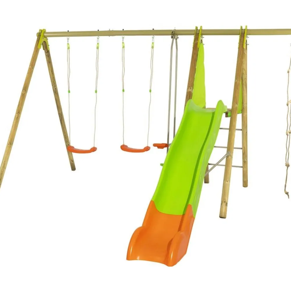 CAP Portique bois métal 2,30 mètres avec toboggan^ Maisons, Toboggans Et Jeux D'Extérieur