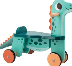 Janod Portosaurus - Porteur dinosaure en bois^ Trotteurs, Pousseurs, Porteurs Et Bascules