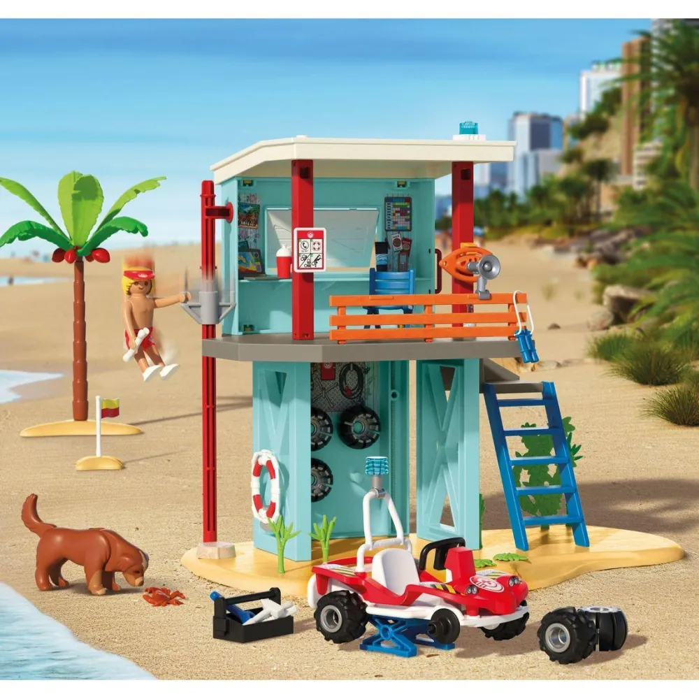 Playmobil Poste de secours et voiturette de plage My Life 71903^ Le Sport, Les Loisirs Et Les Vacances