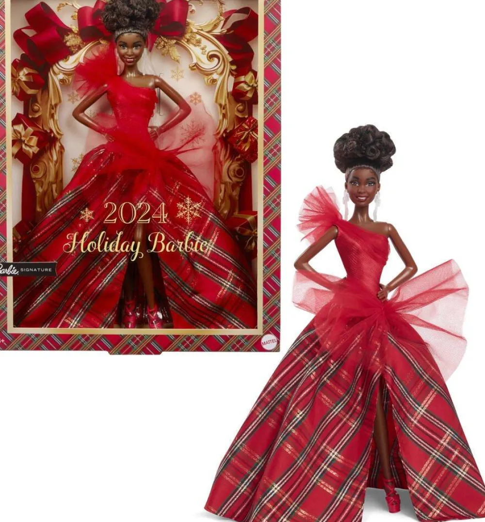 Mattel Poupée Barbie Joyeux Noel Brune^ Poupées Mannequins